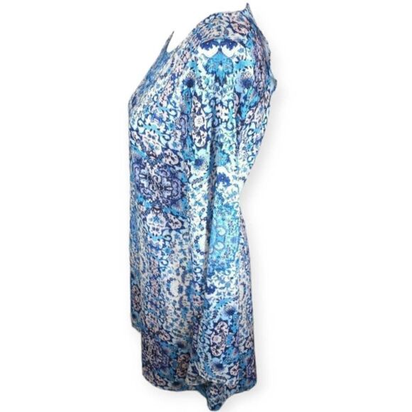 RUSH BLUE & WHITE DRESS W/OPEN BACK SZ.M EUC. - Picture 4 of 7